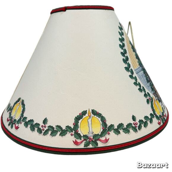 1995 Homestead Shoppe Christmas Pierced Parchment Lamp Shade - Casts Light - Picture 5 of 8